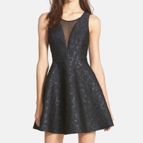 ASTR Black Jacquard LBD A-Line Sleeveless Mini Dress Size XS - Picture 1 of 10